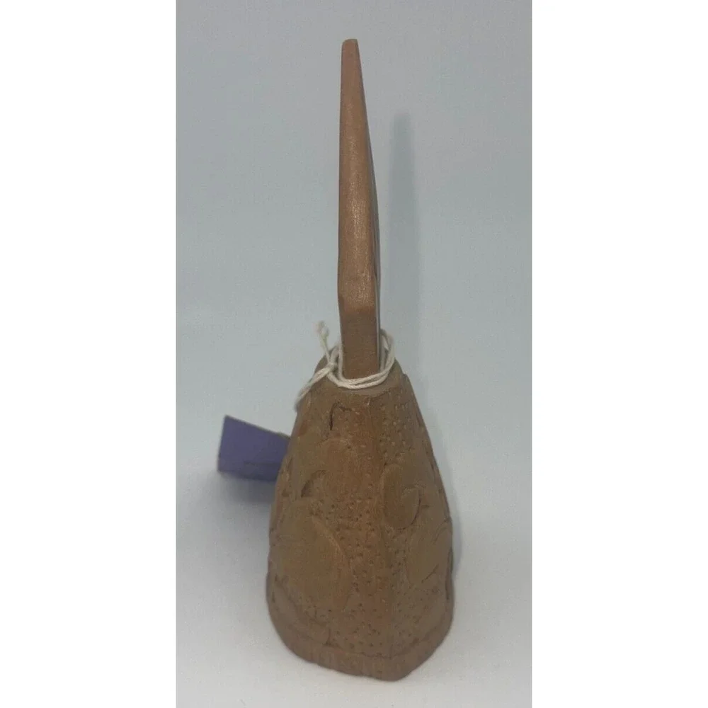 Wooden Indonesian Bali Flower Hand Carved Bell 5